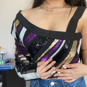 Sexy one-shoulder sequin top nastygal